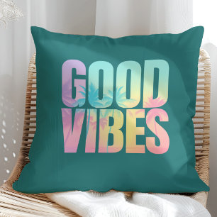 "Goede vibes" Levendig Tropisch citaat Kussen