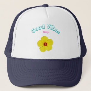 Goede Vibes Only Gele Hibiscus Bloem Kunst Trucker Pet