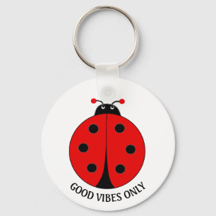 Goede Vibes Only Lady Bug op Wit Sleutelhanger