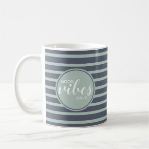 Goede Vibes only Trendy Typography Quote Blue Gree Koffiemok