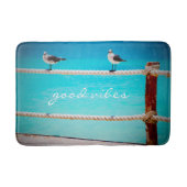 Goede Vibes Quote Witte Zeemeeuw Strand Vogels Fot Badmat (Voorkant)