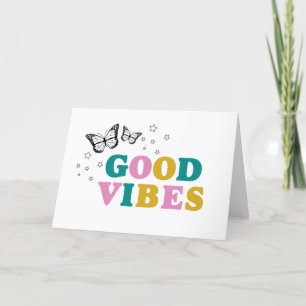 Goede Vibes! Retro en kleurrijke vlinder Bedankkaart