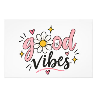 Goede Vibes Schattig Madeliefje Typografie Poster