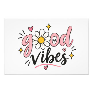 Goede Vibes Schattig Madeliefje Typografie Poster