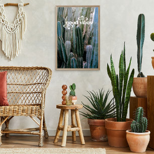 Goede vibes   Trendy Retro Zomer Woestijn Cactus Poster