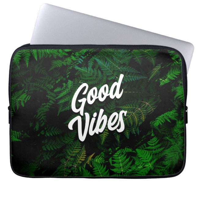 Goede Vibes Tropical Leaf Design Laptop Sleeve (Voorkant)