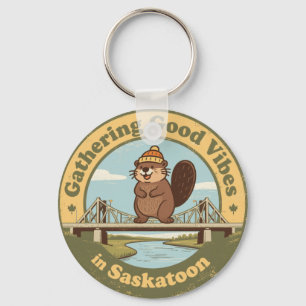 Goede Vibes Verzamelen in Saskatoon Grappige Bever Sleutelhanger