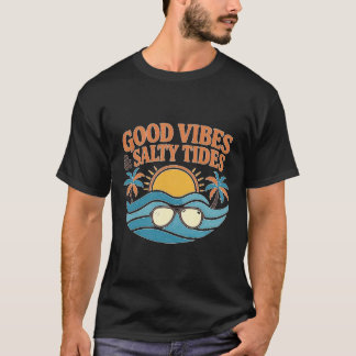 Goede Vibes Zoute Getijden Vintage Zomer Strand T-shirt