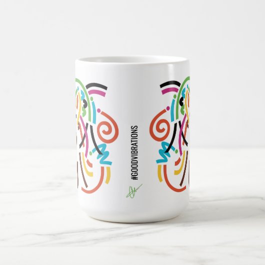 Goede Vibraties Abstracte Moderne Kunst Retro Mok (Center)