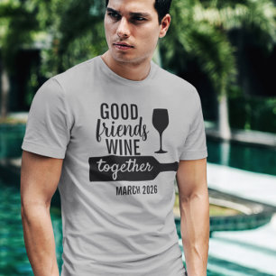 Goede vrienden wijn samen proeven reis fles t-shirt