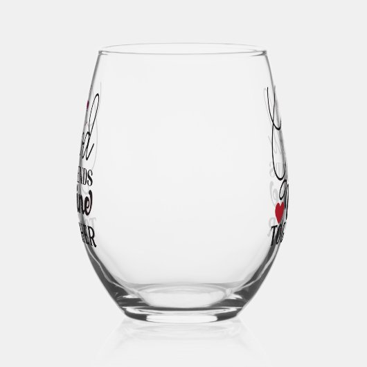 Goede Vrienden Wijn Samen Stemless Glas (Links)