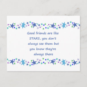 Goede vrienden zijn als sterren Inspirerende quote Briefkaart