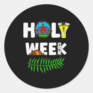 Goede Week Palmzondag Witte Donderdag Goede Vrijda Ronde Sticker
