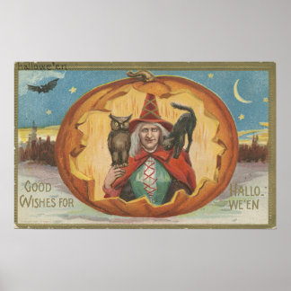 Goede wensen voor Halloween nostalgie Poster