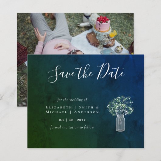 GOEDEKOPE Foto Bewaar Data Rustieke Gypsophila Met (Voorkant / Achterkant)