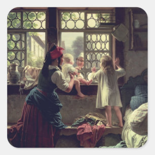 Goedemorgen, beste vader vierkante sticker