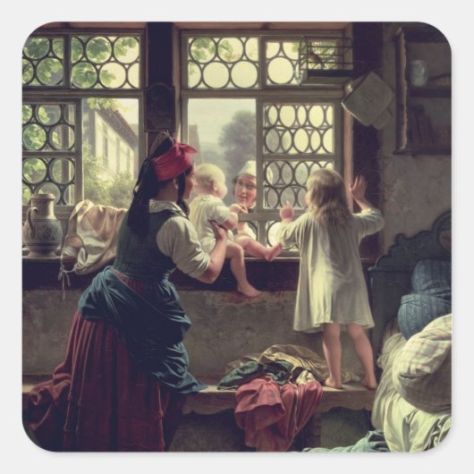 Goedemorgen, beste vader vierkante sticker (Voorkant)