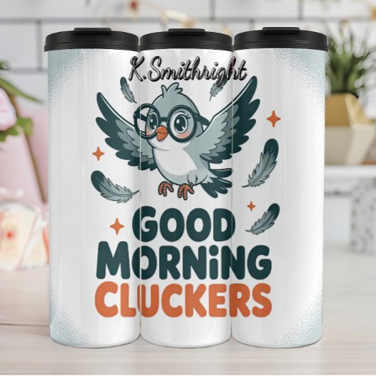 Goedemorgen Cluckers Vogelkunst Thermosbeker