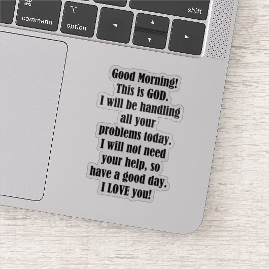 Goedemorgen, GOD Sticker (Detail)