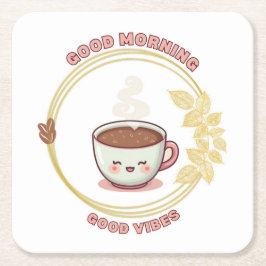 Goedemorgen Good Vibes Coaster Vierkante Kartonnen Onderzetter