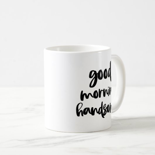 Goedemorgen Handsome Black Modern Typography Mok (Voorkant rechts)