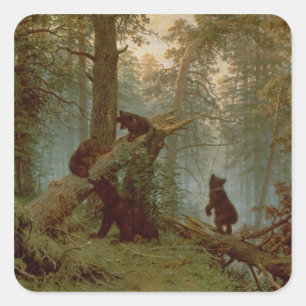 Goedemorgen in een Pine Forest, 1889 Vierkante Sticker