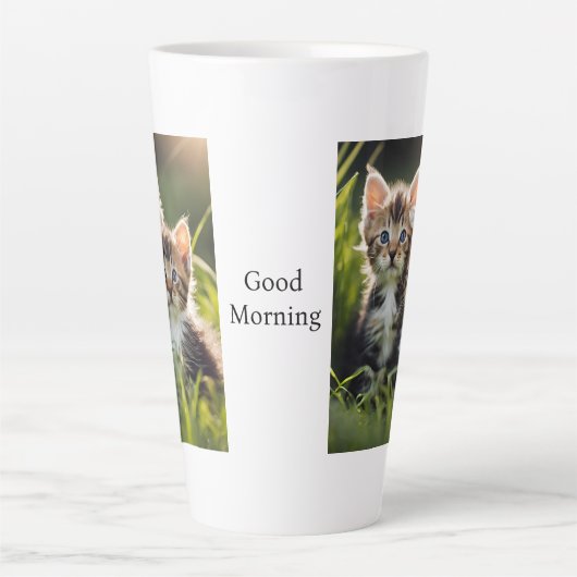 "Goedemorgen" Kitten Latte Mok (Voorkant)
