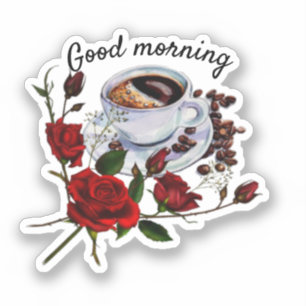Goedemorgen koffieknip sticker