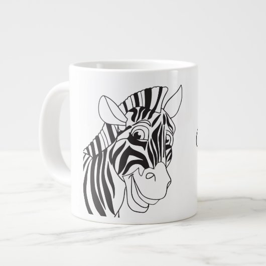 Goedemorgen, liefdevol Zebra zwart-wit Extra Grote Beker (Voorkant links)