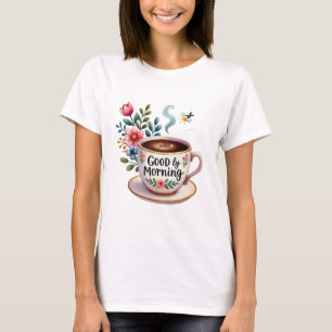 Goedemorgen met koffiekopje t-shirt
