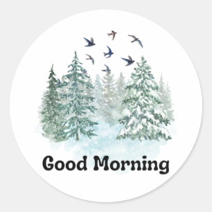 Goedemorgen met natuur ronde sticker