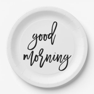 Goedemorgen   Moderne typografie Breakfast Papieren Bordje