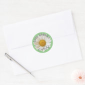 Goedemorgen mooi White Daisy Sage Green Ronde Sticker (Envelop)