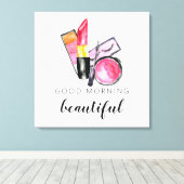 Goedemorgen mooie Makeup Waterverf lipstick Canvas Afdruk (Insitu (Houten vloer))