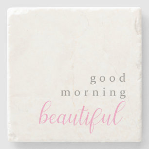 Goedemorgen mooie positieve boodschap simpel  stenen onderzetter