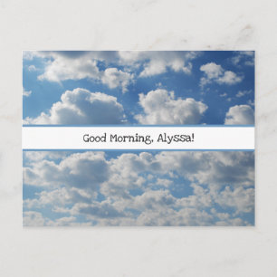 Goedemorgen Naam Mooie Wolken Foto Sjabloon Briefkaart