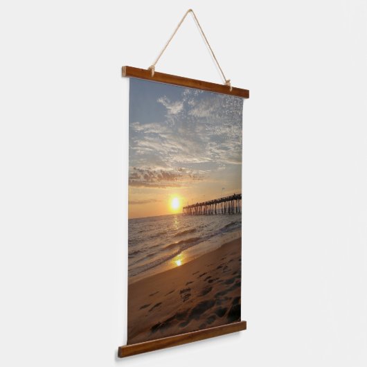 Goedemorgen op het strand hangend wandkleed (Gebogen)