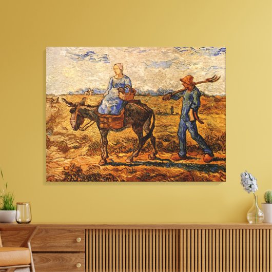 Goedemorgen, Peasant Couple van Vincent van Gogh Canvas Afdruk (Insitu (Woonkamer))