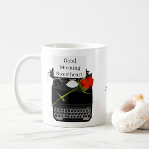 Goedemorgen,  schrijfmachine koffiemok