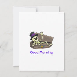 Goedemorgen Skelet in een Kist op een  Feestdagenkaart