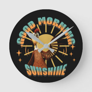Goedemorgen Sunshine Funny Rooster Ronde Klok