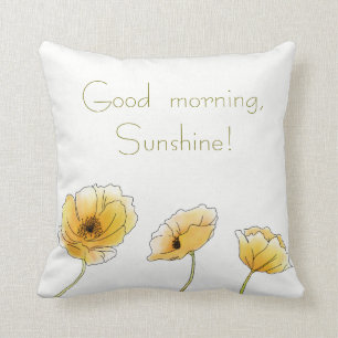 Goedemorgen, Sunshine. Waterverf gele papaver Kussen
