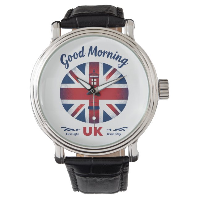 Goedemorgen Verenigd Koninkrijk - Union Jack & Lon Horloge (Voorkant)