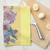 Goedemorgen Waterverf Budgie Roos Kitchen Towel Theedoek (Quarter Fold)