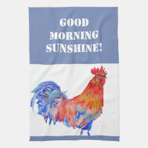 Goedemorgen Waterverf Red Rooster Kitchen Towel Theedoek