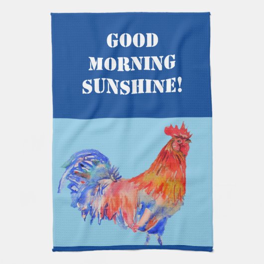Goedemorgen Waterverf Red Rooster Kitchen Towel Theedoek (Verticaal)