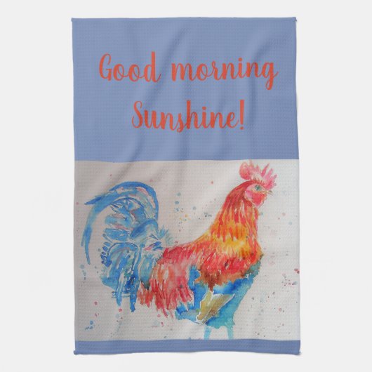 Goedemorgen Waterverf Red Rooster Kitchen Towel Theedoek (Verticaal)