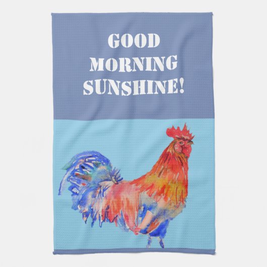 Goedemorgen Waterverf Red Rooster Kitchen Towel Theedoek (Verticaal)