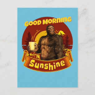 Goedemorgen Zonneschijn Bigfoot Koffie Humor Kunst Briefkaart