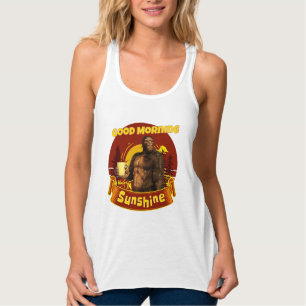 Goedemorgen Zonneschijn Bigfoot Koffie Humor Kunst Tanktop